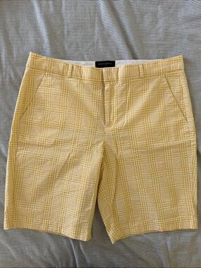 Banana Republic Yellow and White Check Seersucker Shorts